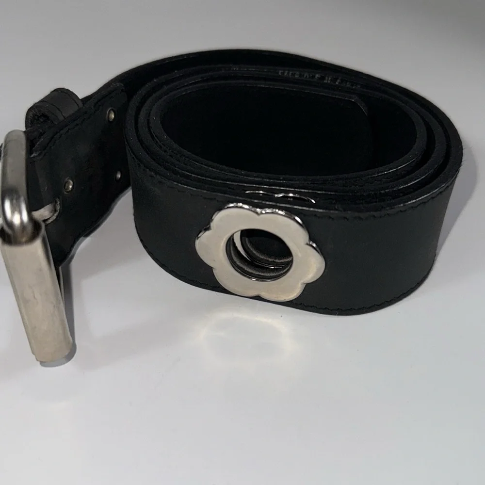 Hipwear leather belt black belt  -flower